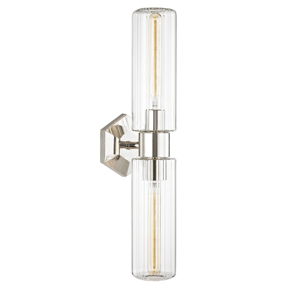 Hudson Valley 5124-PN Roebling 2 Light Wall Sconce in Polished Nickel