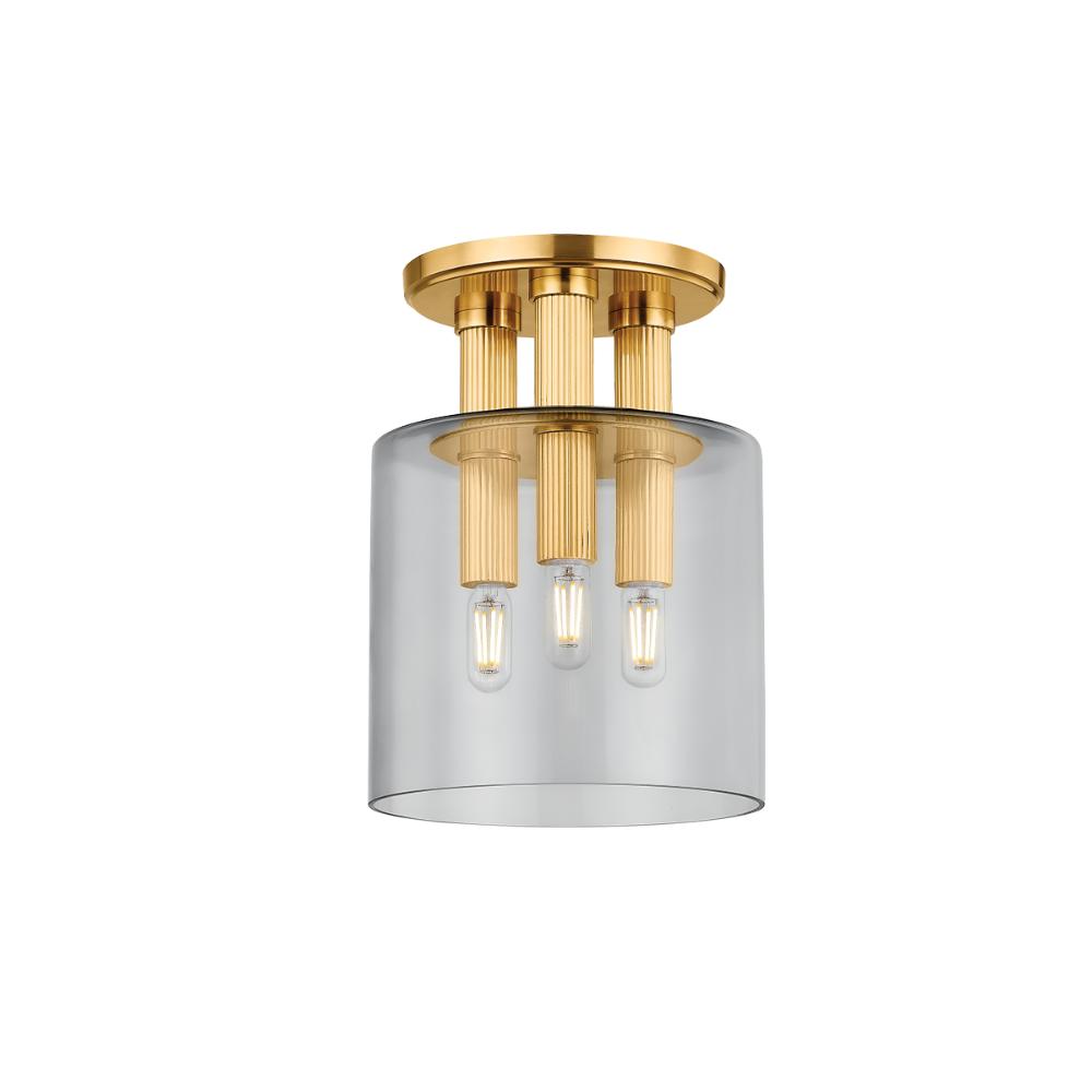 Hudson Valley 5133-AGB Crystler Flush Mount in Aged Brass