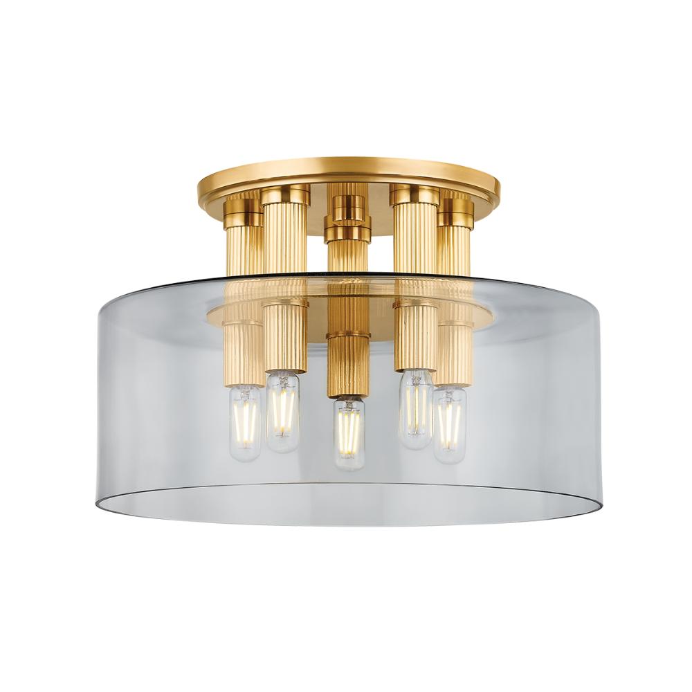 Hudson Valley 5135-AGB Crystler Flush Mount in Aged Brass
