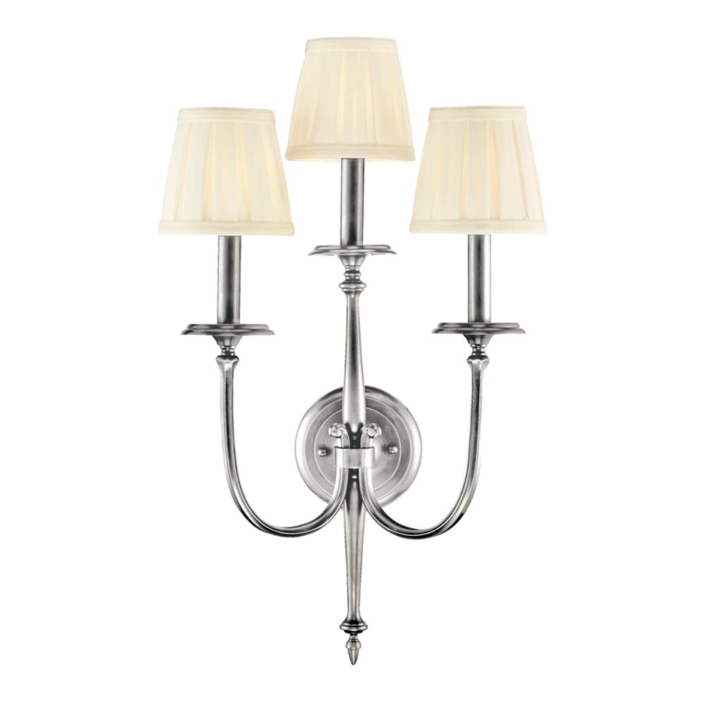 Hudson Valley Lighting 5203-PN Jefferson 3 Light Wall Sconce in Polished Nickel