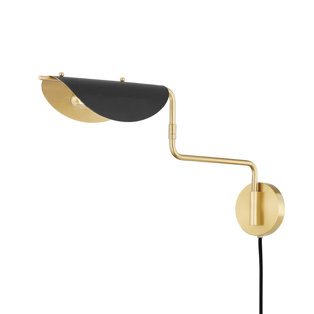 Hudson Valley 5213-AGB/SBK 1 Light Portable Wall Sconce in Aged Brass/soft Black