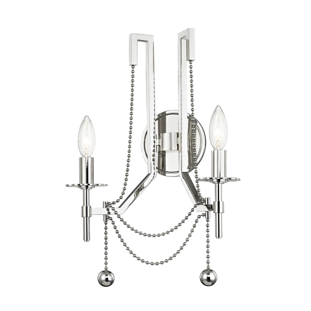 Hudson Valley 5220-PN Zariah 2 Light Wall Sconce in Polished Nickel