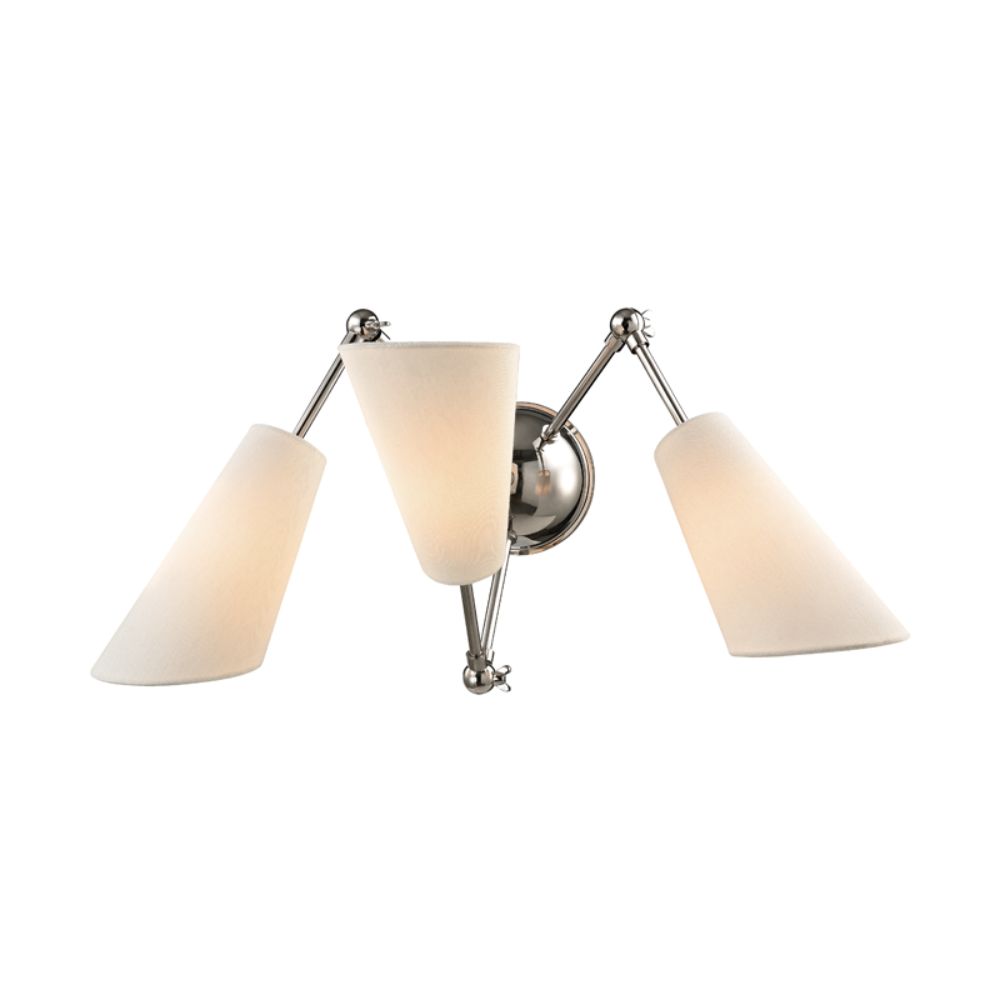 Hudson Valley 5300-PN Buckingham 3 Light Wall Sconce in Polished Nickel