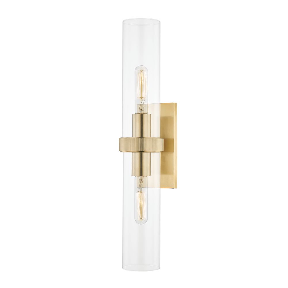 Hudson Valley 5302-AGB Briggs 2 Light Wall Sconce in Aged Brass
