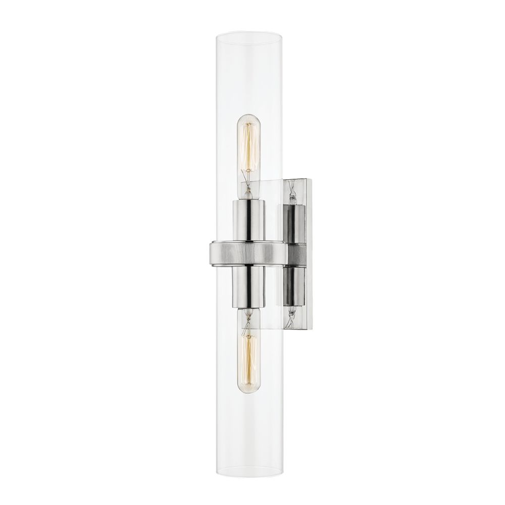 Hudson Valley 5302-PN Briggs 2 Light Wall Sconce in Polished Nickel