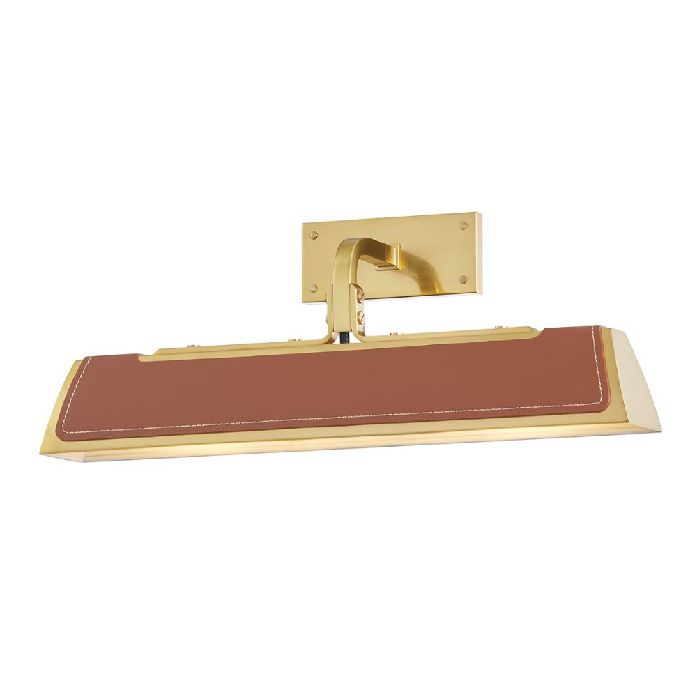 Hudson Valley 5318-AGB Holtsville 2 Light Wall Sconce W/ Saddle Leather in Aged Brass