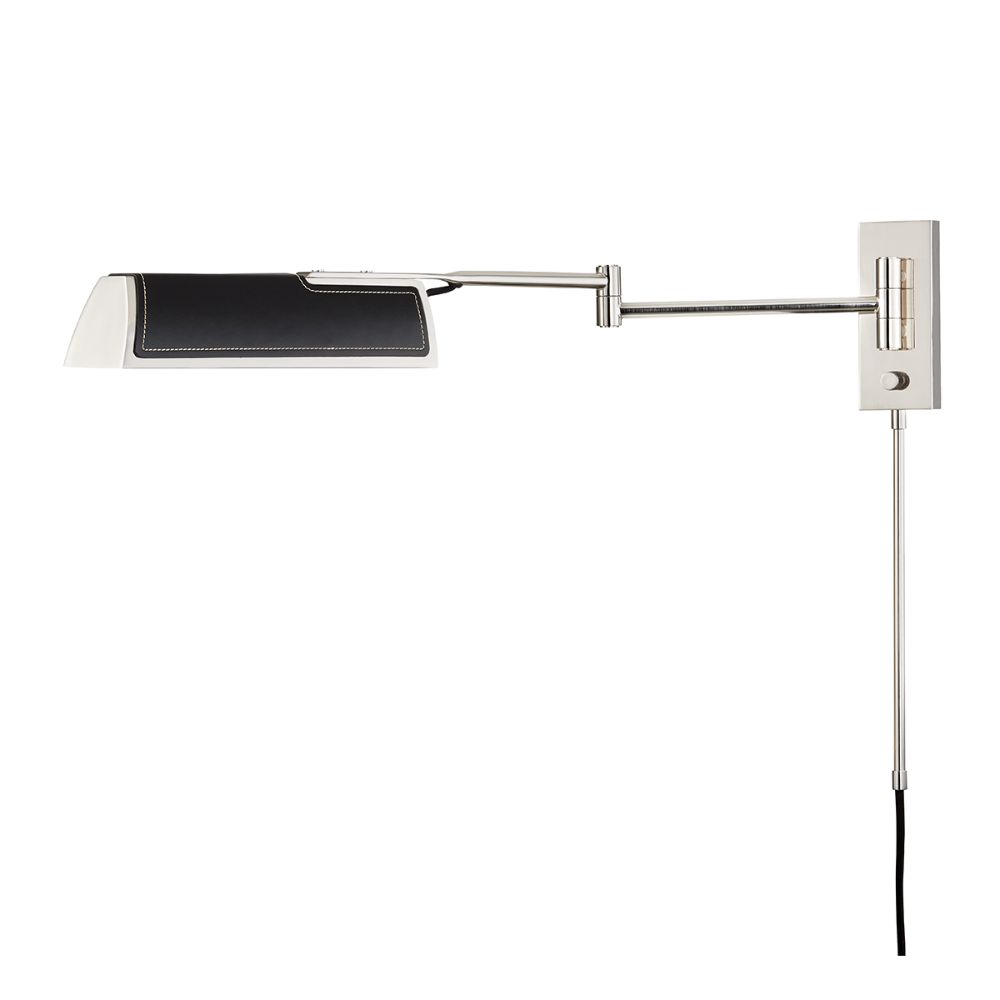 Hudson Valley 5331-BN Holtsville 1 Light Swing Arm Wall Sconce W/ Black Leather in Burnished Nickel
