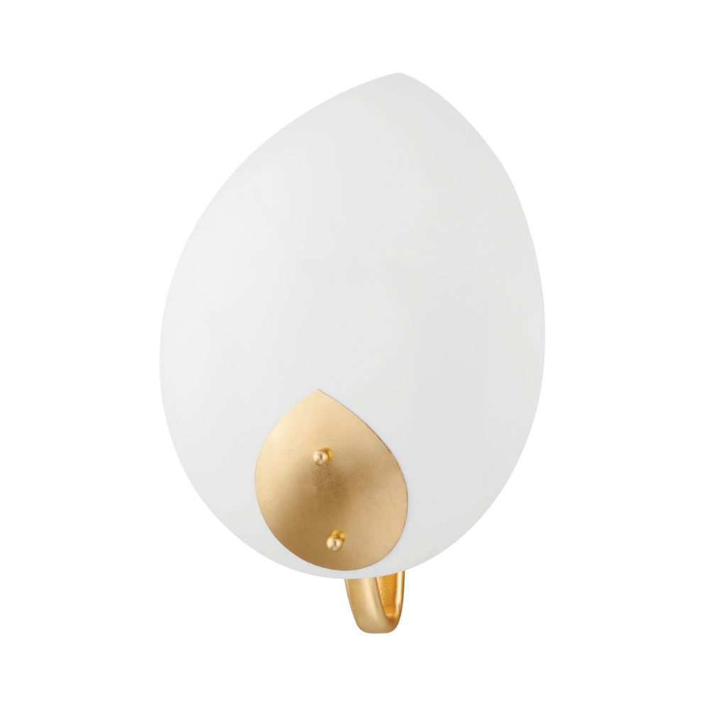Hudson Valley 5701-GL/WH Lotus 1 Light Wall Sconce in Gold Leaf / White
