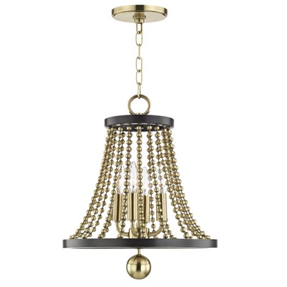 Hudson Valley Lighting 5714-AGB Spool 4 Light Chandelier In Aged Brass