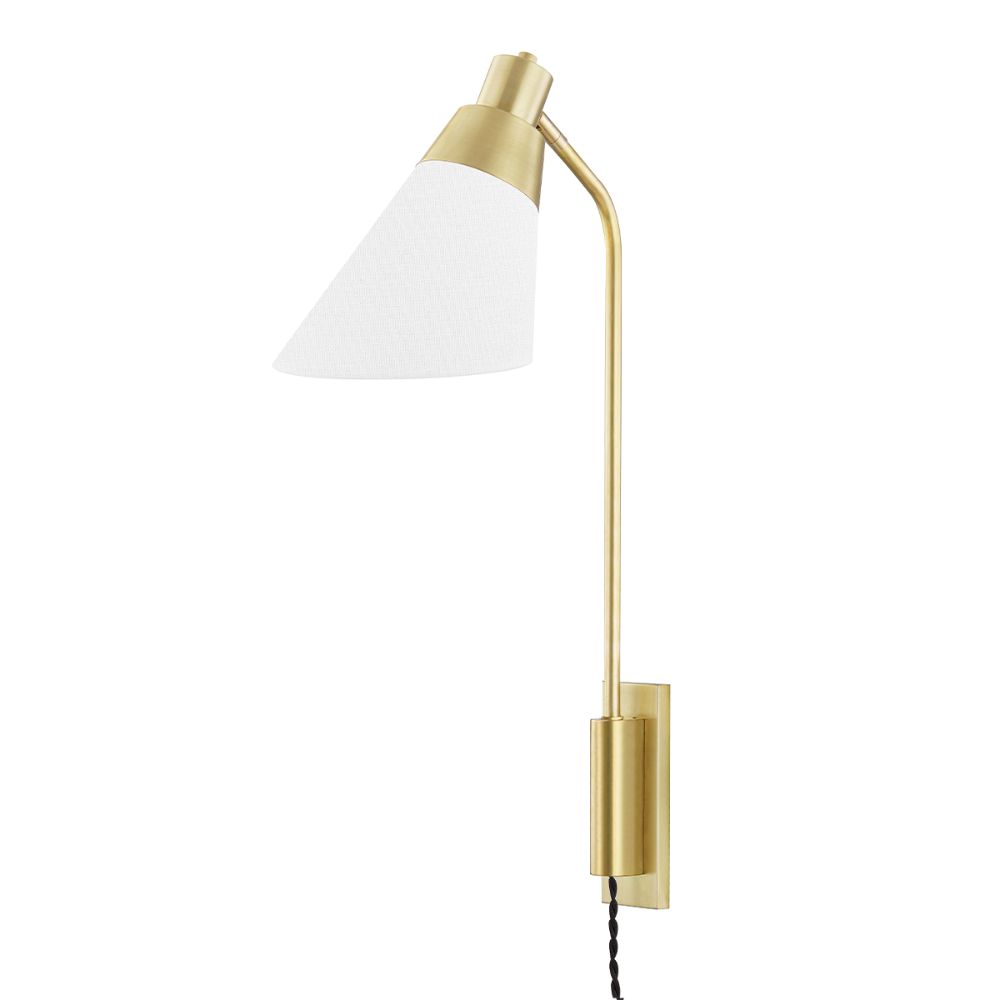 Hudson Valley 5831-AGB 1 Light Wall Sconce With Plug in Aged Brass