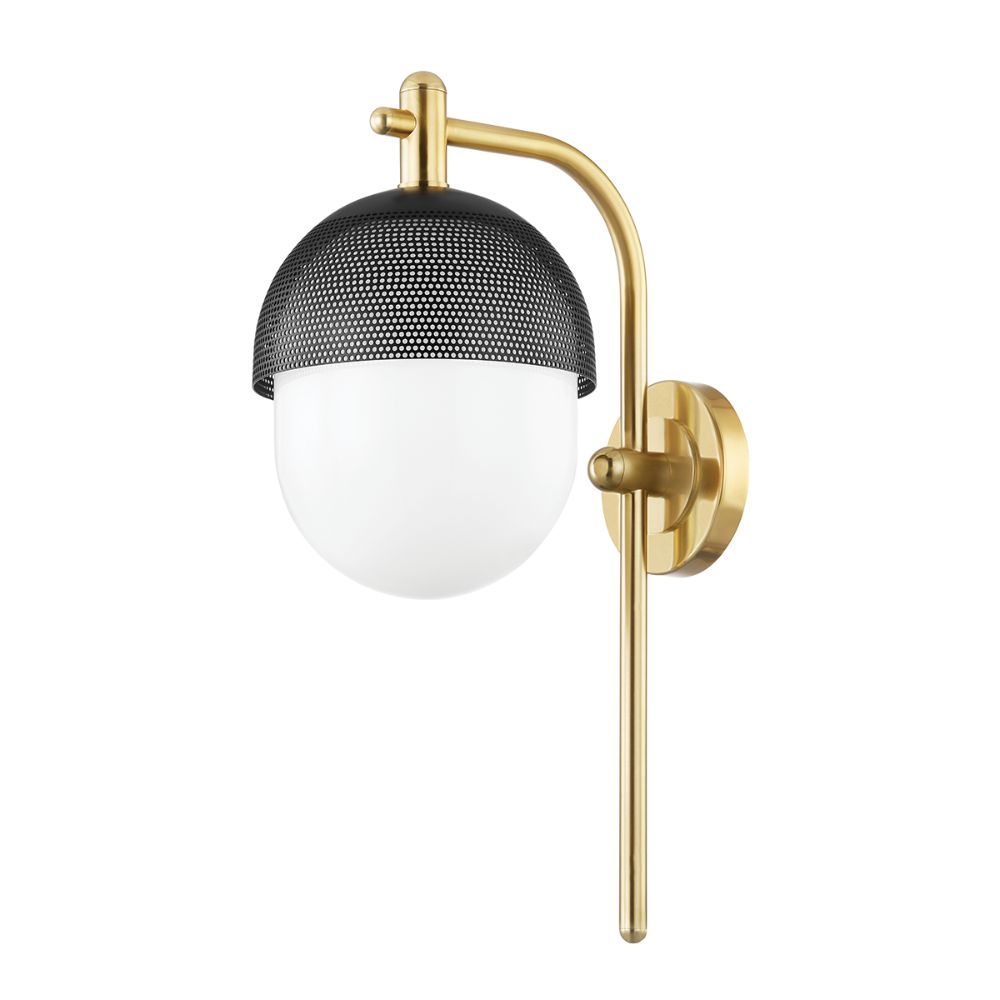 Hudson Valley 6100-AGB/BK 1 Light Wall Sconce in Aged Brass/black
