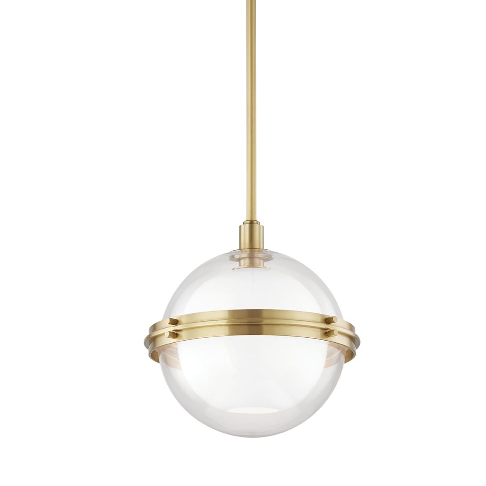 Hudson Valley 6514-AGB Northport 1 Light Pendant in Aged Brass