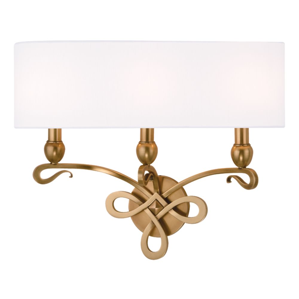 Hudson Valley Lighting 7213-AGB Pawling 3 Light Wall Sconce in Aged Brass