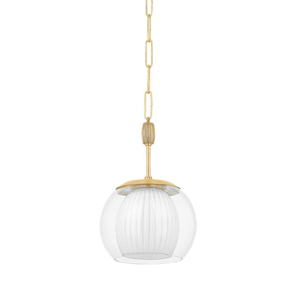 Hudson Valley 7310-AGB Clementon Pendant in Aged Brass