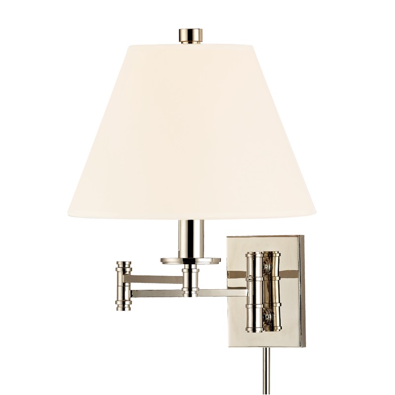 Hudson Valley Lighting 7721-PN-WS Claremont 1 Light Wall Sconce in Polished Nickel