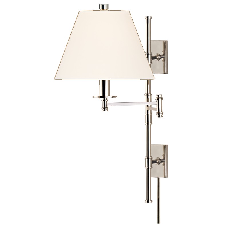 Hudson Valley Lighting 7731-PN-WS Claremont 1 Light Wall Sconce in Polished Nickel