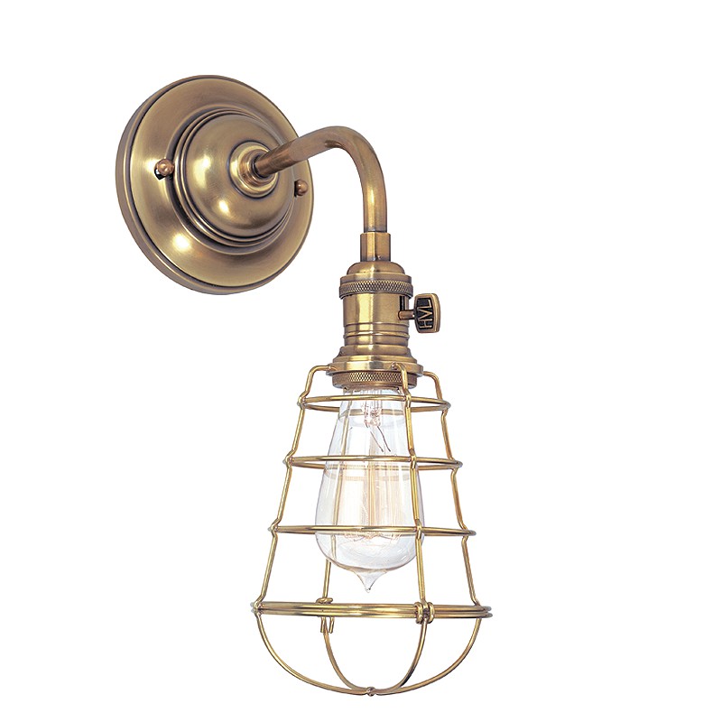 Hudson Valley Lighting 8000-AGB-WG Heirloom 1 Light Wall Sconce in AGED BRASS