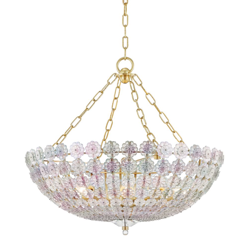 Hudson Valley 8224-AGB Floral Park 8 Light Chandelier in Aged Brass