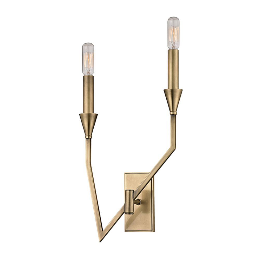 Hudson Valley 8502R-AGB 2 LIGHT RIGHT WALL SCONCE in Aged Brass