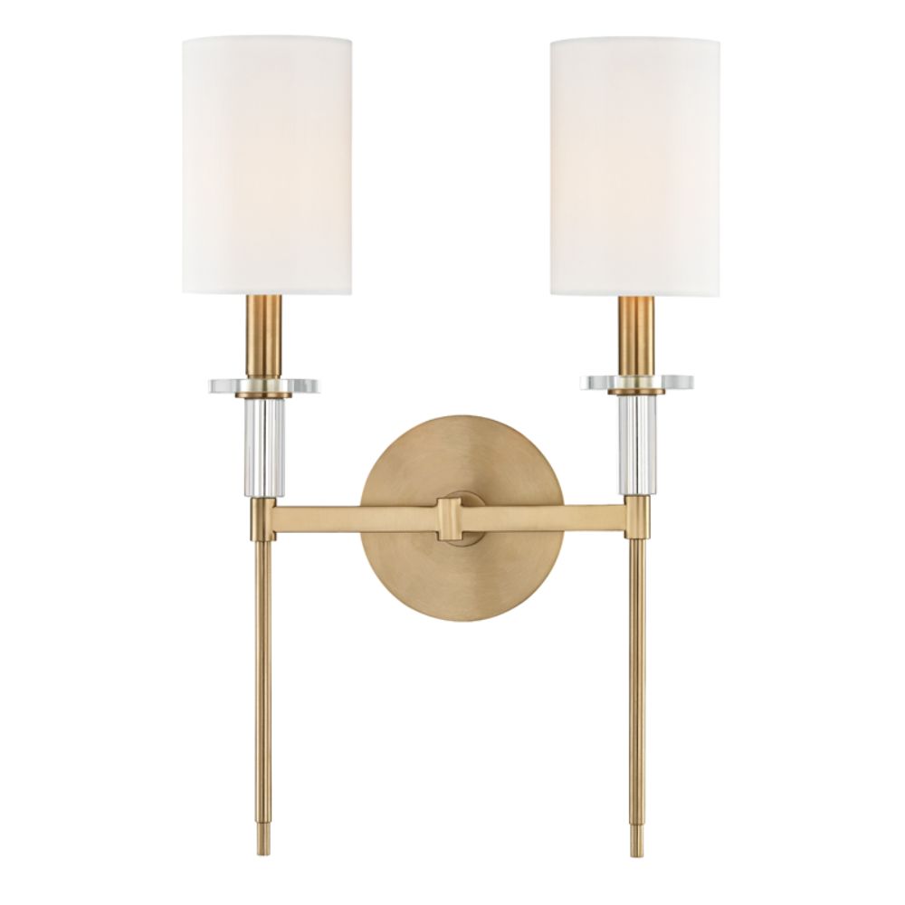 Hudson Valley 8512-AGB Amherst 2 Light Wall Sconce in Aged Brass