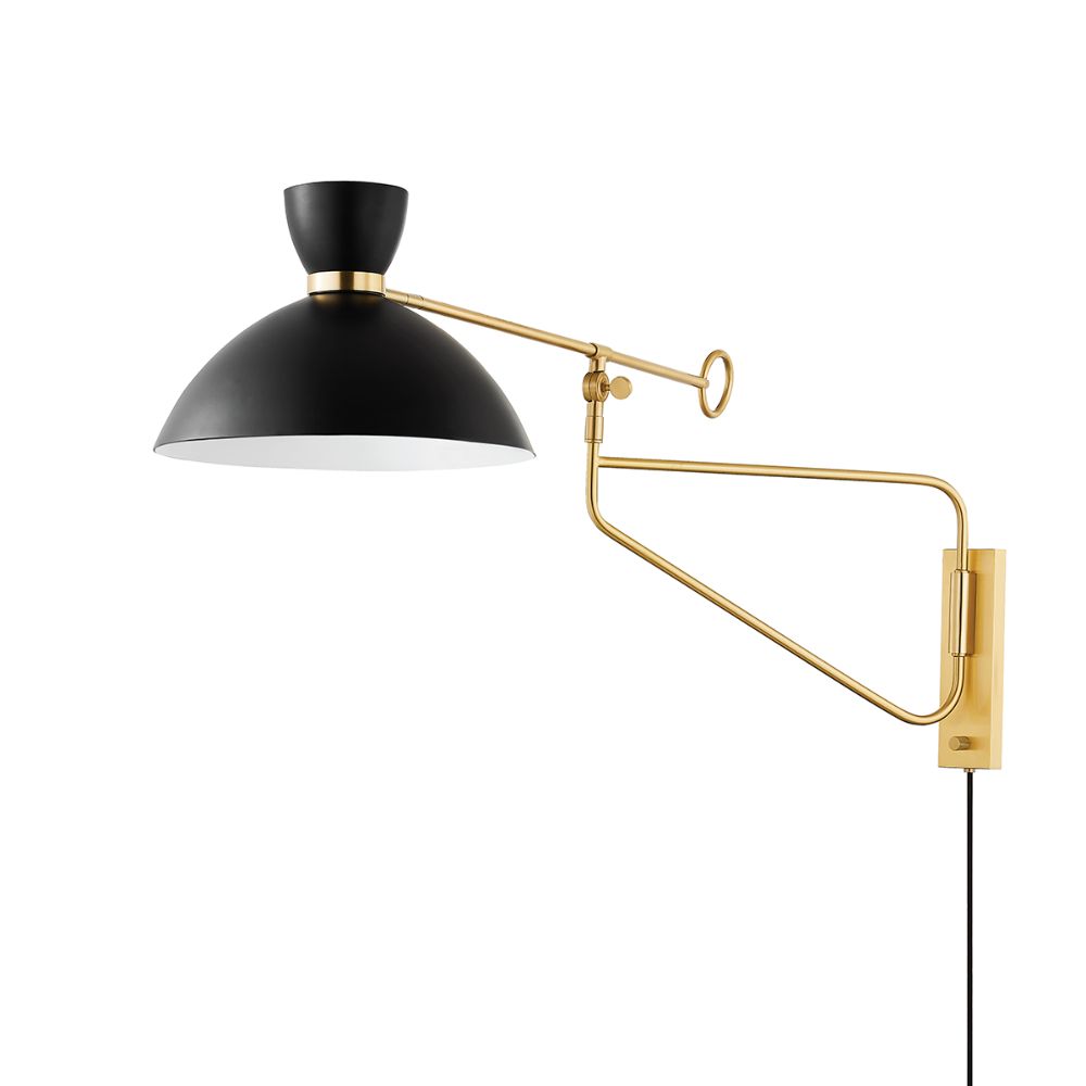 Hudson Valley 8514-AGB/SBK 1 Light Portable Wall Sconce in Aged Brass/soft Black
