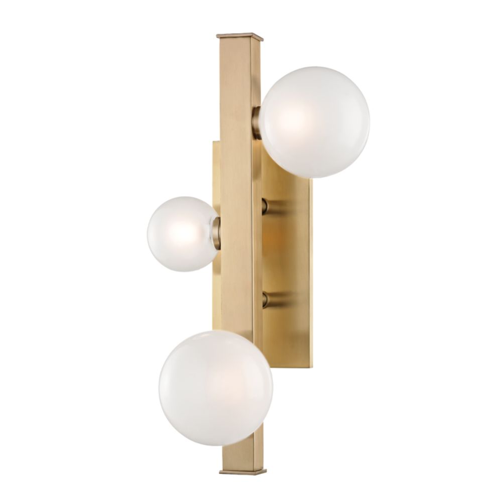 Hudson Valley 8703-AGB Mini Hinsdale 3 Light Led Wall Sconce in Aged Brass