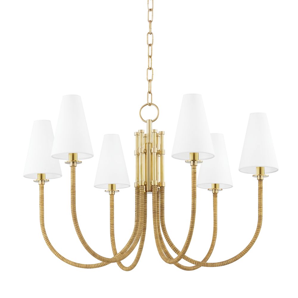 Hudson Valley 8732-AGB 6 Light Chandelier in Aged Brass