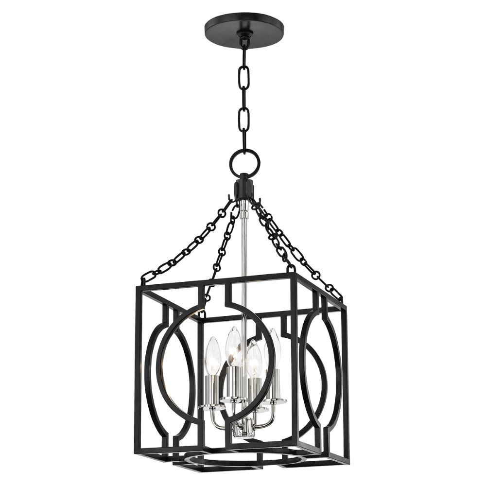 Hudson Valley 9214-AIPN Octavio 4 Light Small Pendant in Aged Iron/Polished Nickel Combo