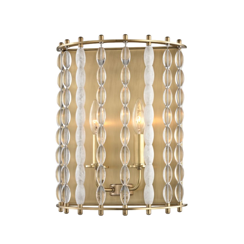 Hudson Valley 9300-AGB Whitestone 2 Light Wall Sconce in Aged Brass