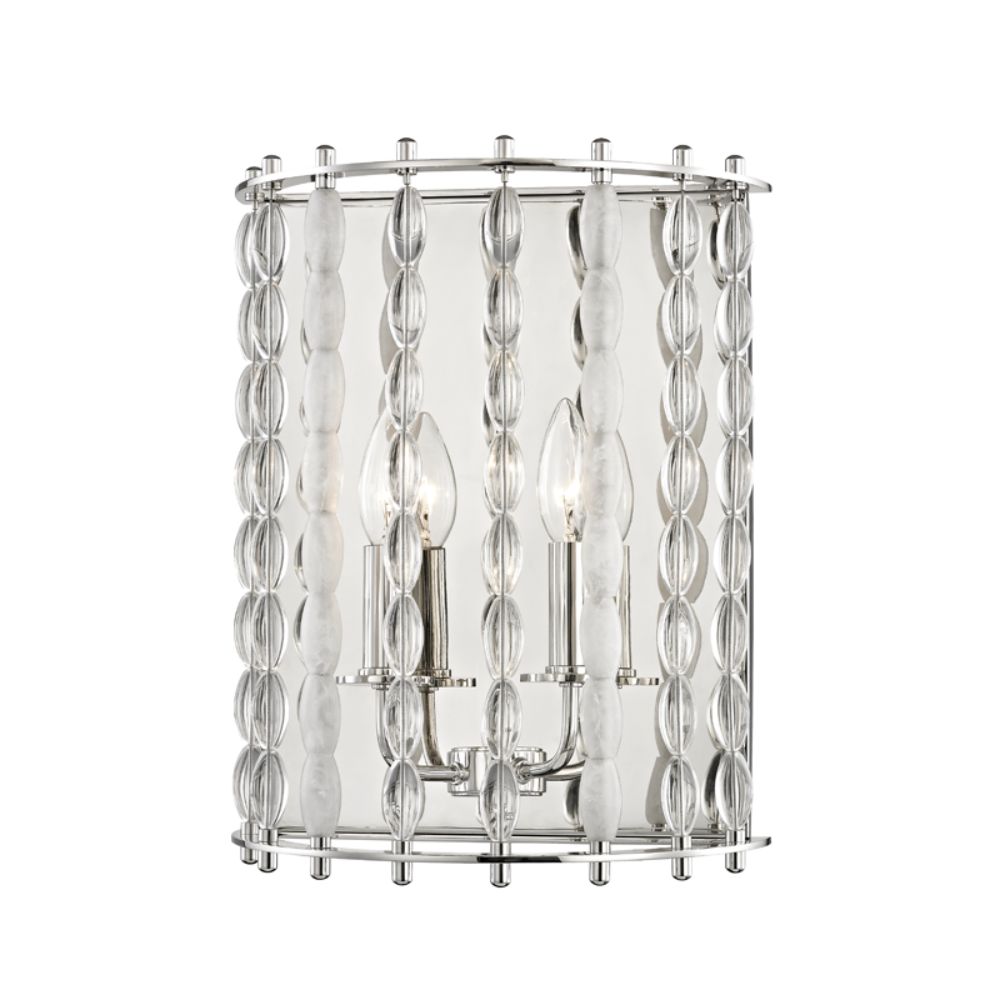 Hudson Valley 9300-PN Whitestone 2 Light Wall Sconce in Polished Nickel