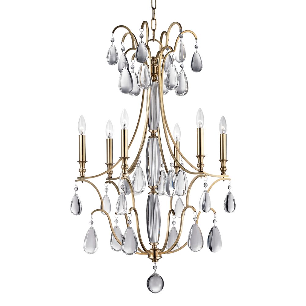 Hudson Valley 9324-AGB CRAWFORD I-6 LIGHT CHANDELIER Aged Brass