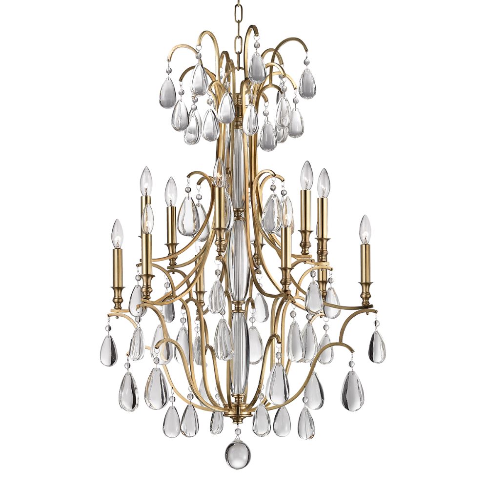 Hudson Valley 9329-AGB CRAWFORD I-12 LIGHT CHANDELIER Aged Brass