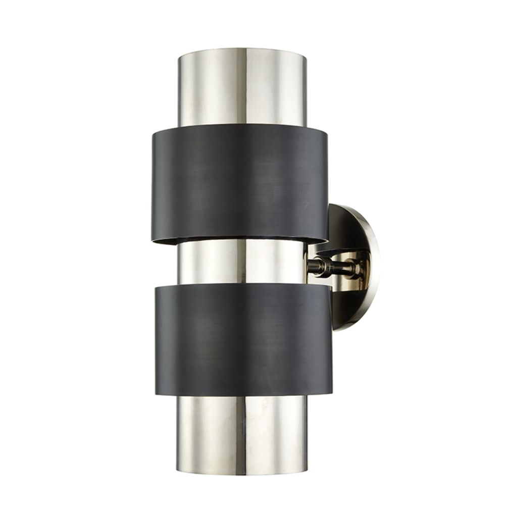 Hudson Valley 9420-PNOB Cyrus 2 Light Wall Sconce in Polished Nickel/Old Bronze Combo