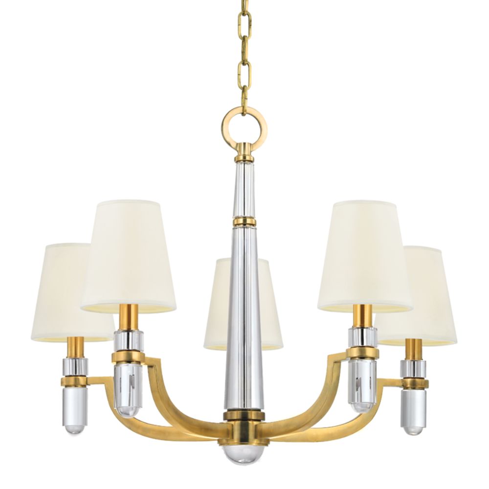 Hudson Valley Lighting 985-AGB-WS Dayton 5 Light Chandelier in Aged Brass