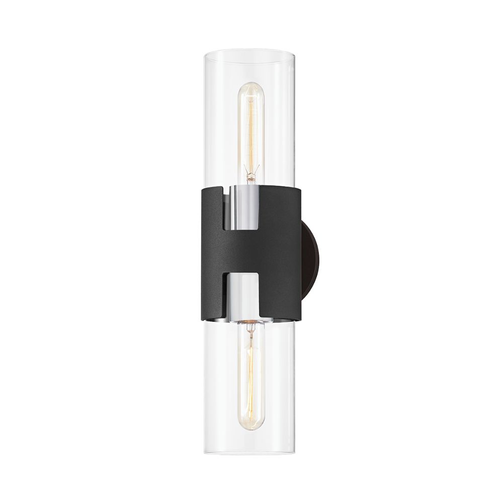 Troy Lighting B3231-PN/TBK Amado 2 Light Small Wall Sconce in Polished Nickel / Texture Black