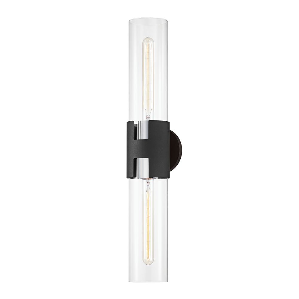 Troy Lighting B3232-PN/TBK Amado 2 Light Large Wall Sconce in Polished Nickel / Texture Black