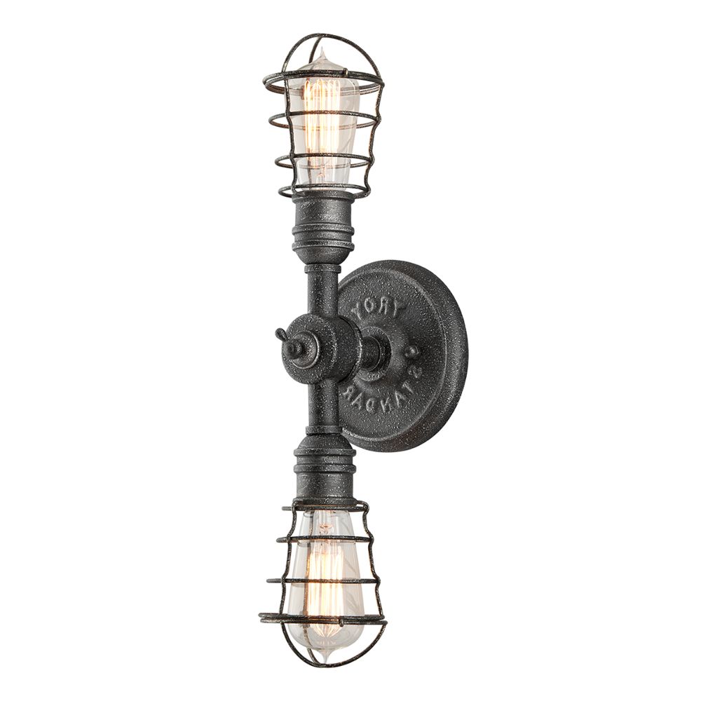 Troy Lighting B3812-APW Conduit 2 Light Wall Sconce in Old Silver