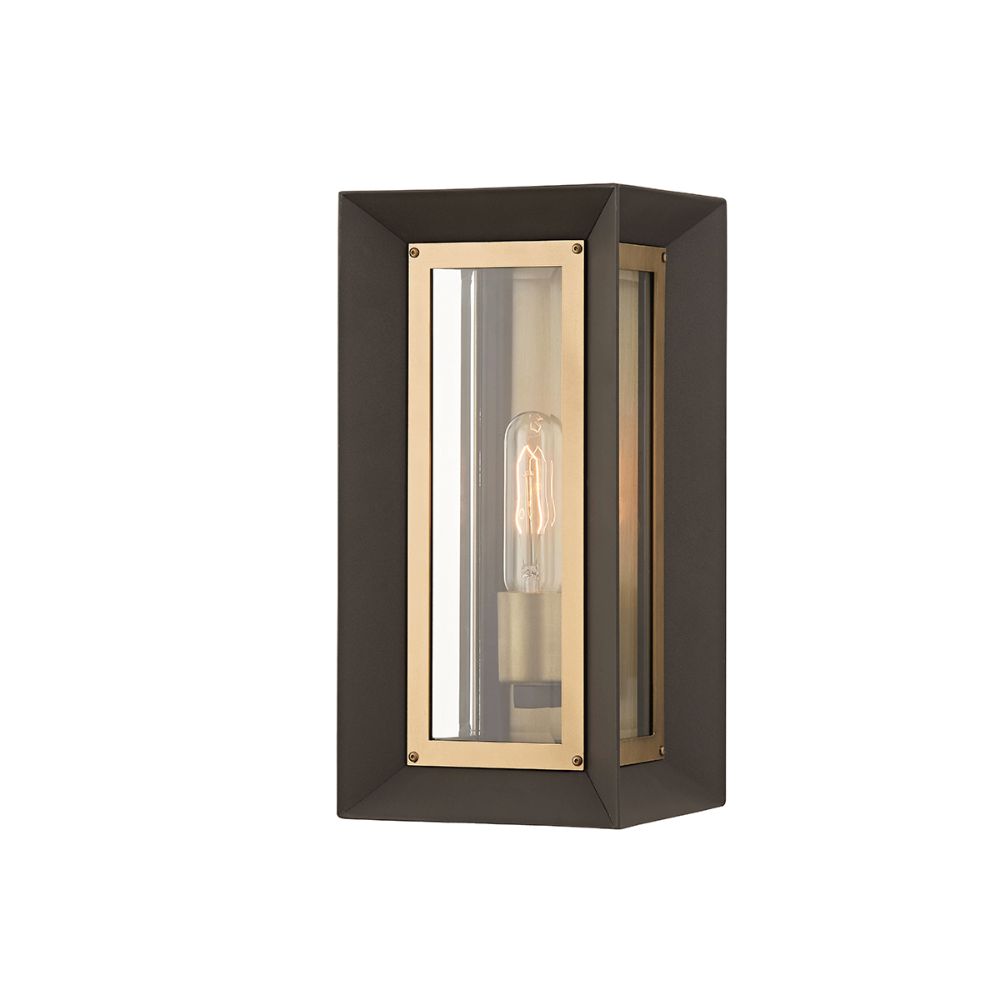 Troy Lighting B4051-TBZ/PBR Lowry 1 Light Small Exterior Wall Sconce in Textured Bronze / Patina Brass