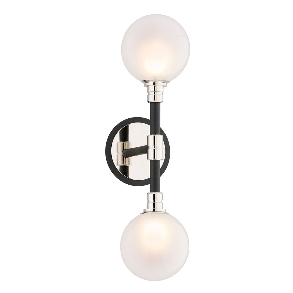 Troy Lighting B4822-TBK/PN ANDROMEDA 2 Light WALL SCONCE in CARBIDE BLACK AND POLISHED NICKEL