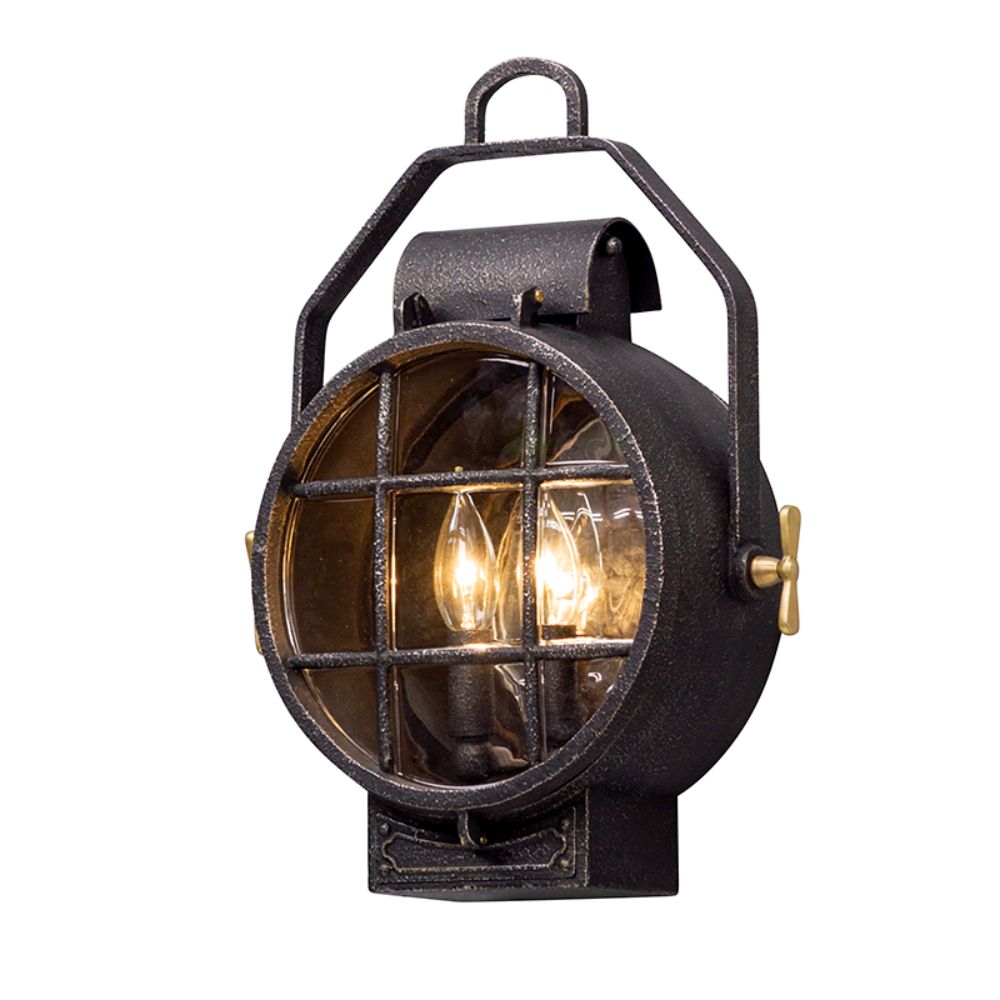 Troy Lighting B5031-APW 2 Light WALL LANTERN SMALL in AGED SILVER WITH POLISHED BRASS ACCENTS