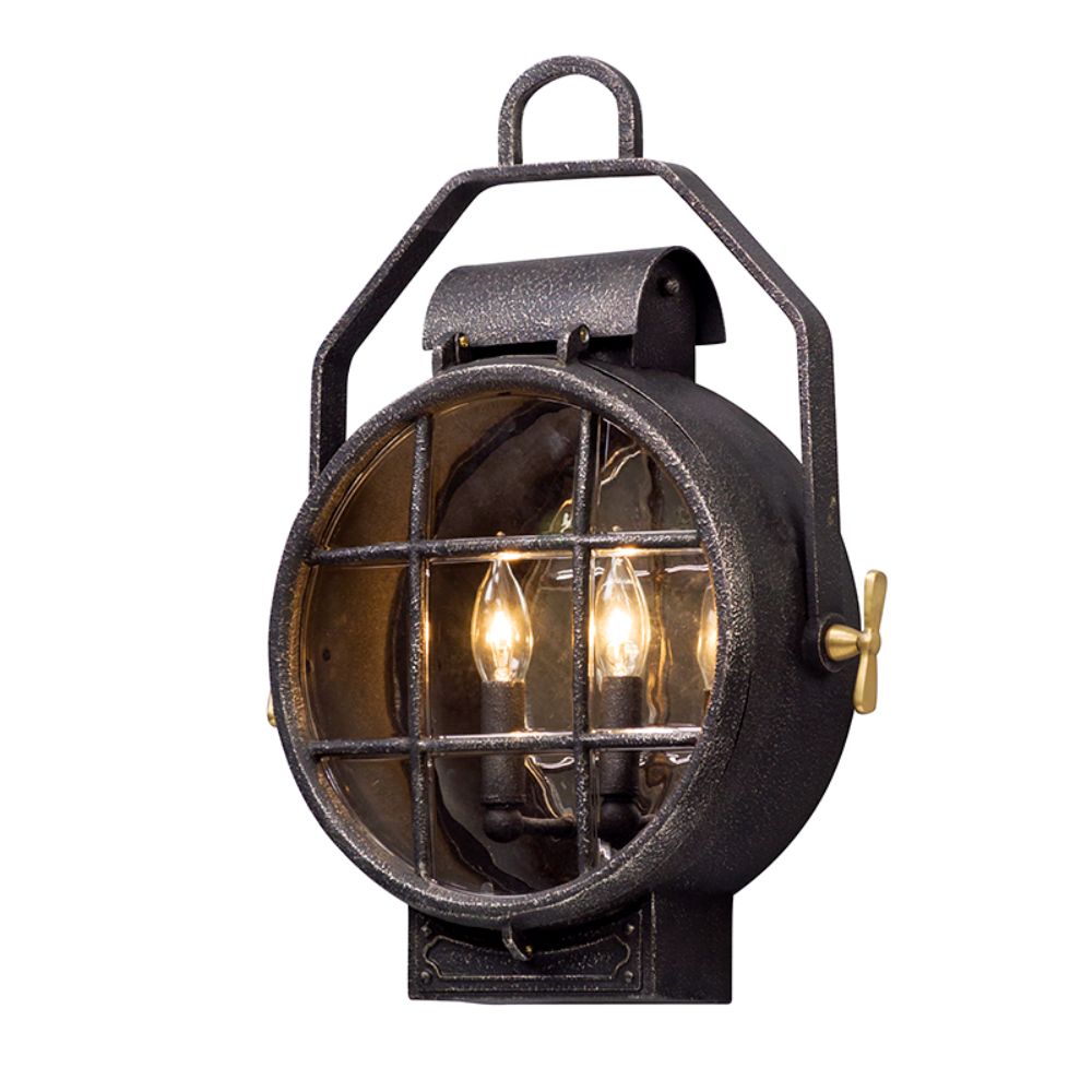 Troy Lighting B5032-APW 2 Light WALL LANTERN MEDIUM in AGED SILVER WITH POLISHED BRASS ACCENTS