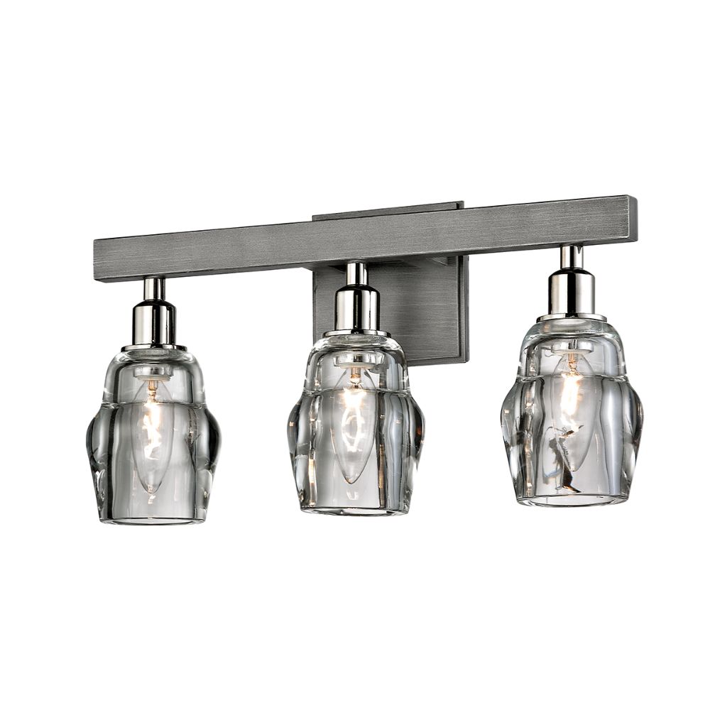 Troy Lighting B6003 Citizen 3 Light Wall Bath in Graphite And Polished Nickel