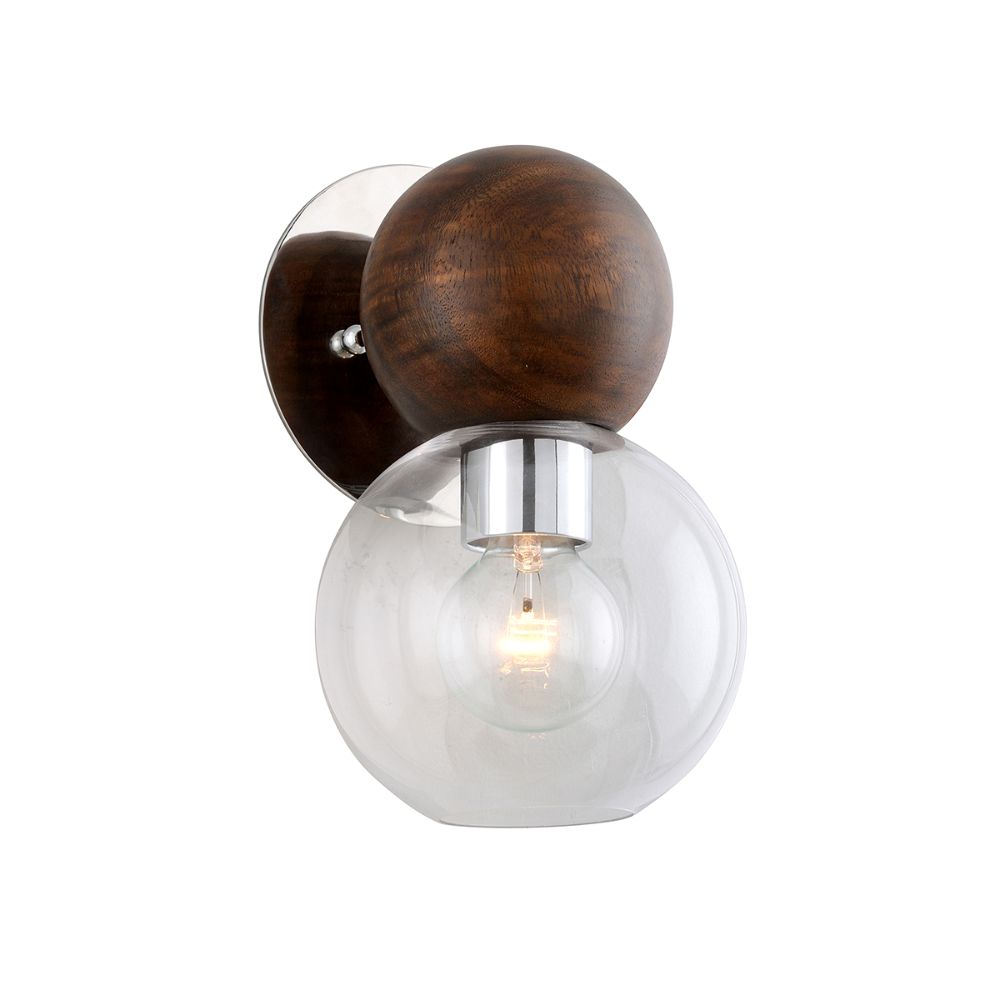 Troy Lighting B7671-SS Arlo 1lt Wall Sconce in Polished Ss And Natural Acacia