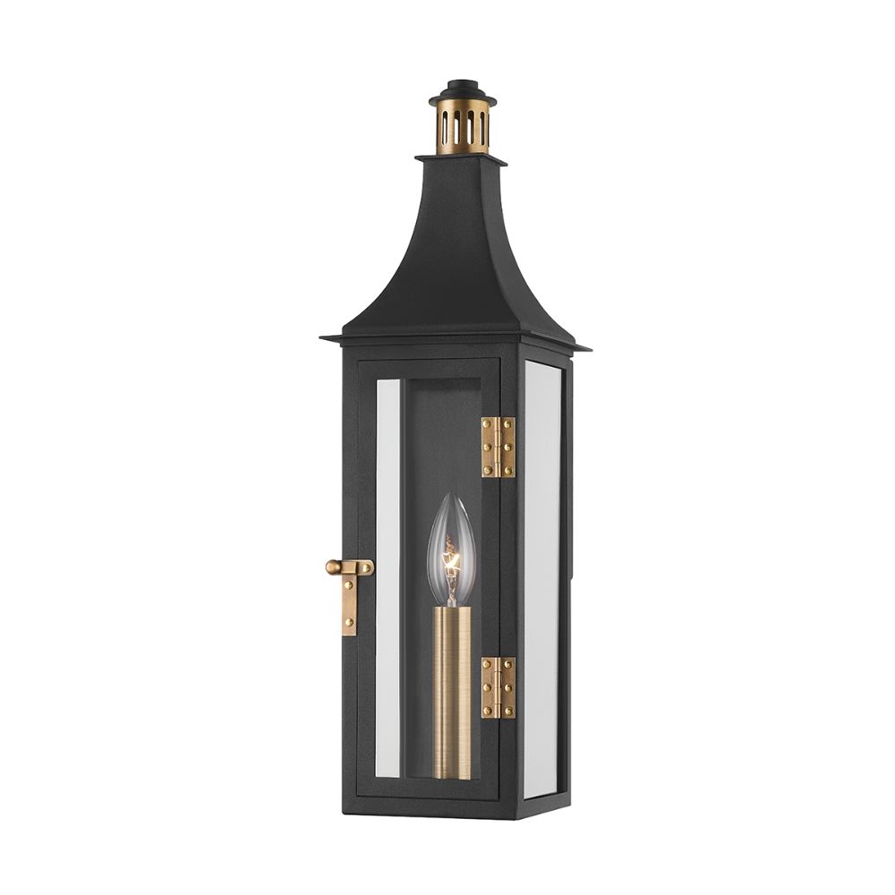 Troy Lighting B7819-PBR/TBK Wes 1 Light Exterior Wall Sconce In Patina Brass