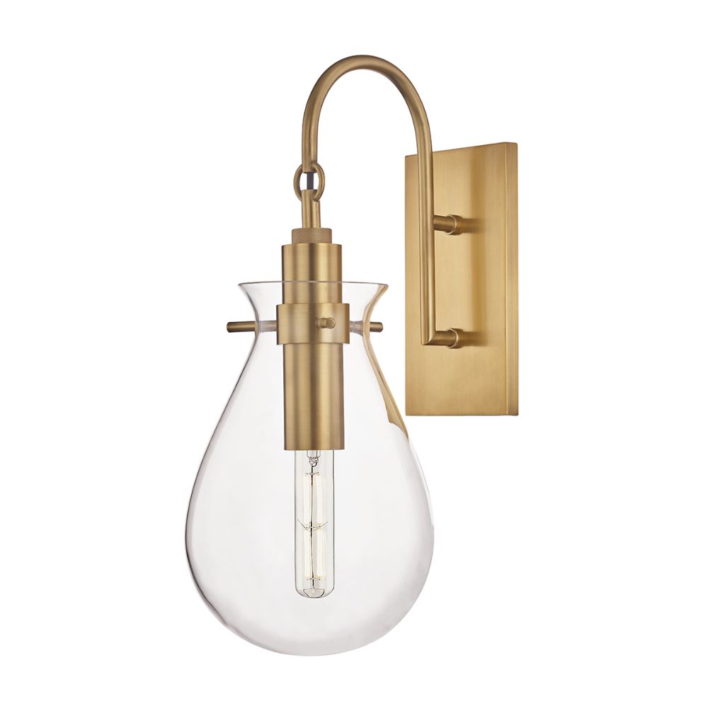Hudson Valley BKO100-AGB Ivy 1 Light Wall Sconce in Aged Brass
