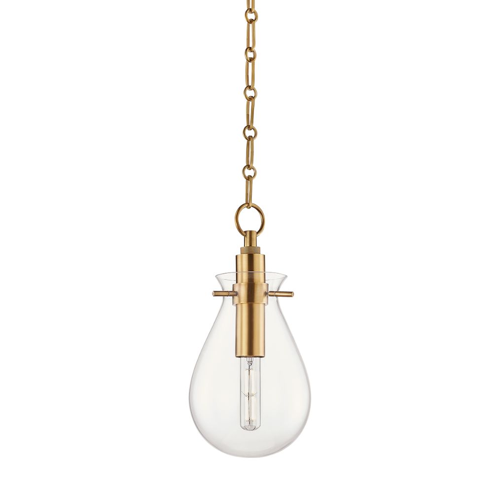 Hudson Valley BKO101-AGB Ivy 1 Light Small Pendant in Aged Brass