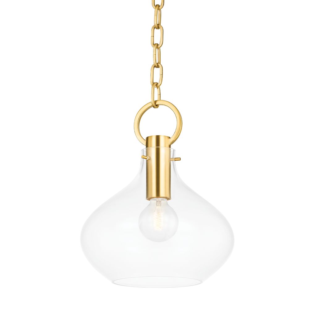 Hudson Valley BKO252-AGB 1 Light Small Pendant in Aged Brass