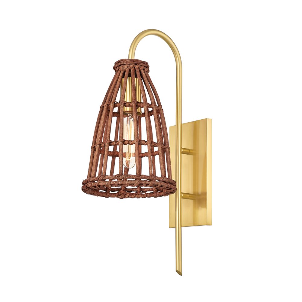 Hudson Valley BKO700-AGB 1 Light Wall Sconce in Aged Brass