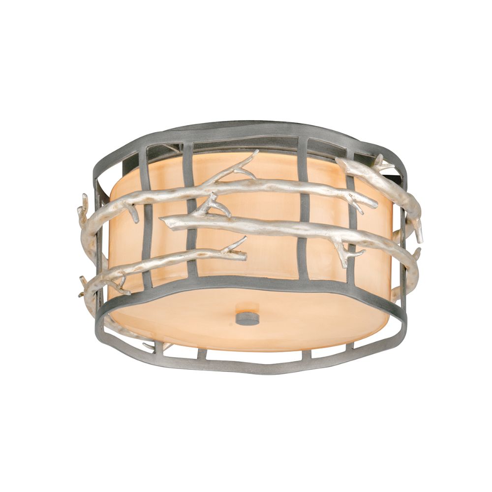 Troy Lighting C2880 Adirondack 2 Light Ceiling Flush in Graphite And Silver