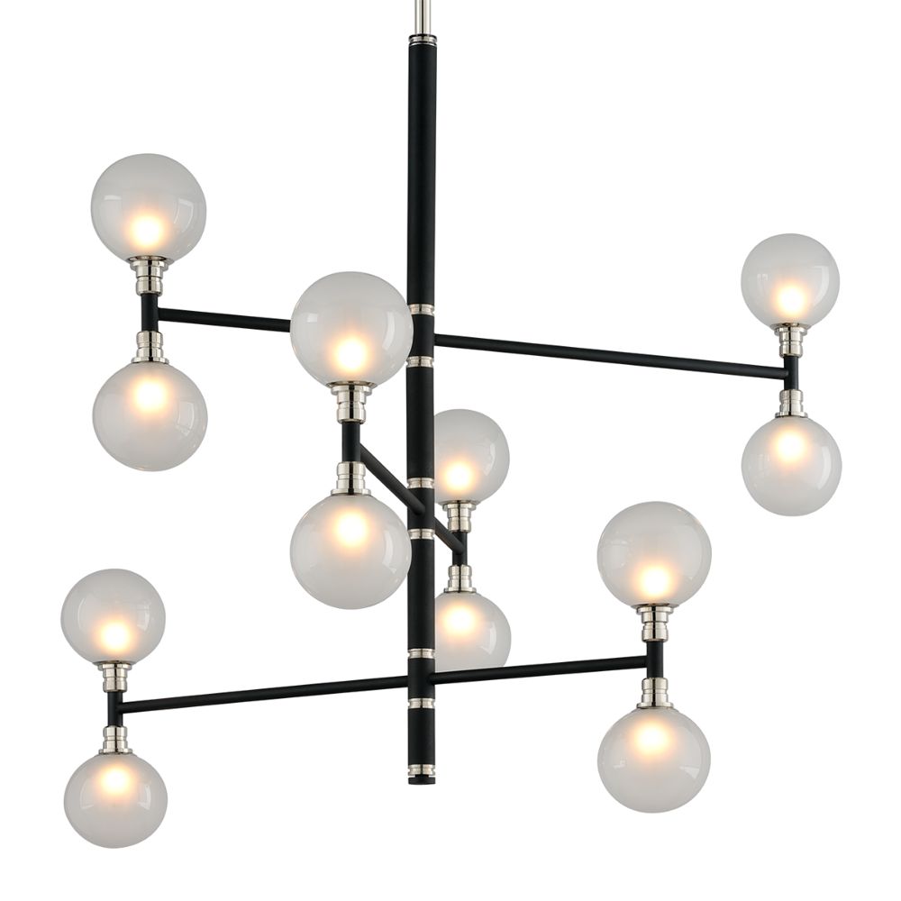 Troy Lighting F4826-TBK/PN ANDROMEDA 12 Light PENDANT 3 TIER in CARBIDE BLACK AND POLISHED NICKEL